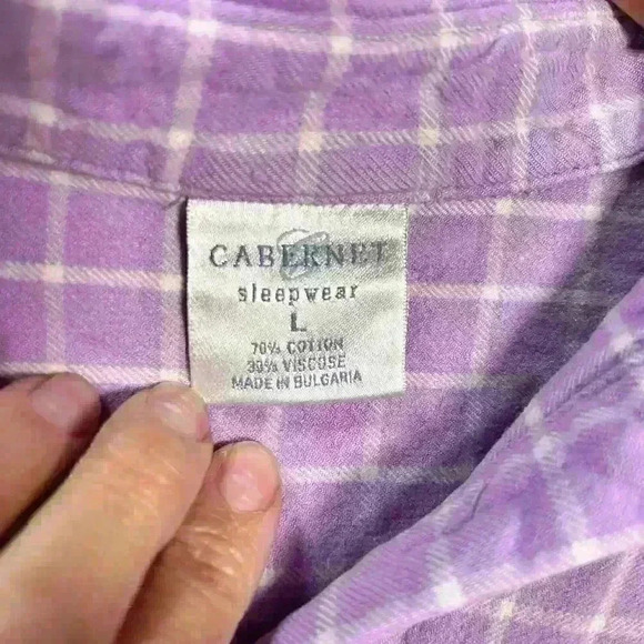 CABERNET SLEEPWEAR Purple ¾ Sleeve Long Super Cozy Flannel Nightgown Women L - Picture 5 of 10
